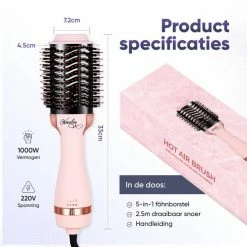 Vanilon 5-in-1 Föhnborstel - Ionische Multistyler - 1.000W - Black Friday 2022 - Krulborstel/Fohnborstel - Large - Roze -Babyliss Shop 550x550 444