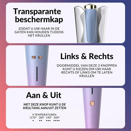 Automatische Krultang Keramische Haarkruller Hair Curler ? Meerdere Kleuren ? Blauw/Roze - RAVEG 4 Automatische Krultang Keramische Haarkruller Hair Curler ? Meerdere Kleuren ? Blauw/Roze - RAVEG - Afbeelding 4