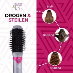 BAESS Föhnborstel Met 5 Opzetstukken - Fohn En Krulborstel - Ronde Borstel - Stijlborstel - Grijs/Roze -Babyliss Shop 550x550 548