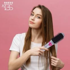 BAESS Föhnborstel Met 5 Opzetstukken - Fohn En Krulborstel - Ronde Borstel - Stijlborstel - Grijs/Roze -Babyliss Shop 550x550 550