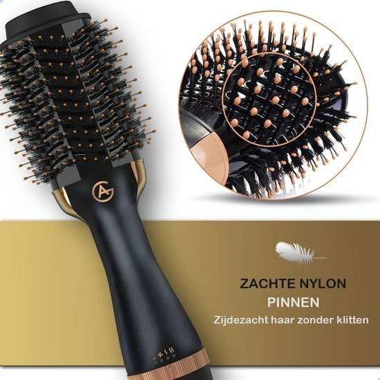 AG Store AG110 Luxe 3-in-1 Fohnborstel - Goud - Keramische Fohnborstels - Inclusief Travelbag, 12 Kleefrollen & 12 Haarclips - Ronde Borstel - 1000w - Krulborstel - Magic Brush - Lang/Kort/Stijl/Krullen Zwart 5 AG Store AG110 Luxe 3-in-1 Fohnborstel - Goud - Keramische Fohnborstels - Inclusief Travelbag, 12 Kleefrollen & 12 Haarclips - Ronde Borstel - 1000w - Krulborstel - Magic Brush - Lang/Kort/Stijl/Krullen Zwart - Afbeelding 5