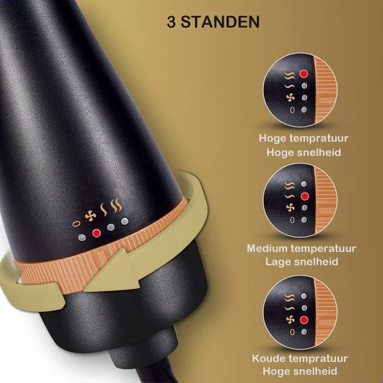 AG Store AG110 Luxe 3-in-1 Fohnborstel - Goud - Keramische Fohnborstels - Inclusief Travelbag, 12 Kleefrollen & 12 Haarclips - Ronde Borstel - 1000w - Krulborstel - Magic Brush - Lang/Kort/Stijl/Krullen Zwart 12 AG Store AG110 Luxe 3-in-1 Fohnborstel - Goud - Keramische Fohnborstels - Inclusief Travelbag, 12 Kleefrollen & 12 Haarclips - Ronde Borstel - 1000w - Krulborstel - Magic Brush - Lang/Kort/Stijl/Krullen Zwart - Afbeelding 12
