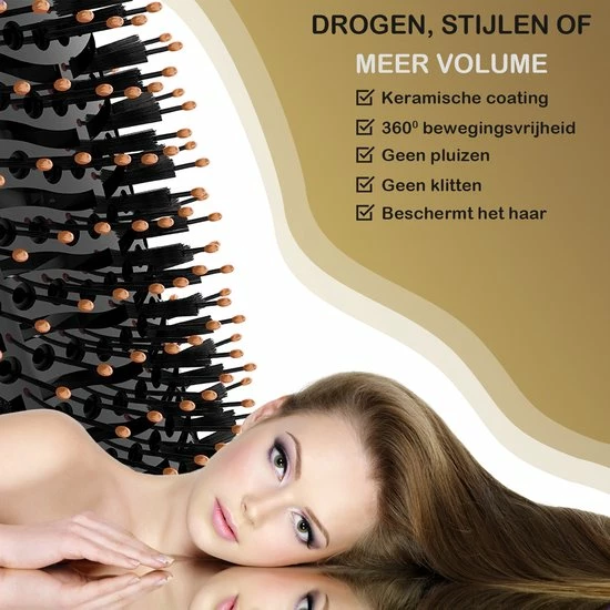 AG Store AG110 Luxe 3-in-1 Fohnborstel - Goud - Keramische Fohnborstels - Inclusief Travelbag, 12 Kleefrollen & 12 Haarclips - Ronde Borstel - 1000w - Krulborstel - Magic Brush - Lang/Kort/Stijl/Krullen Zwart 13 AG Store AG110 Luxe 3-in-1 Fohnborstel - Goud - Keramische Fohnborstels - Inclusief Travelbag, 12 Kleefrollen & 12 Haarclips - Ronde Borstel - 1000w - Krulborstel - Magic Brush - Lang/Kort/Stijl/Krullen Zwart - Afbeelding 13