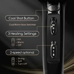 Aigostar Fighter 32JVT Haardroger - Ionische F?hn Met Diffuser 2400 Watt, Zwart, AC -Babyliss Shop 550x550 814