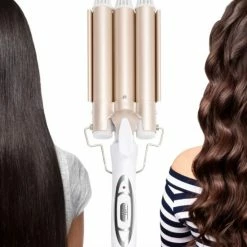 Merkloos Bibisun Wafeltang Deluxe - Wave Krultang - Wafeltang Haar - Golvenkrultang - Waver - Wavertang - Curling Iron - Hair Curler - Incl. Hitte Handschoen & 2 Haarklemmen - Beach Waves - Ros? Goud -Babyliss Shop 550x550 818