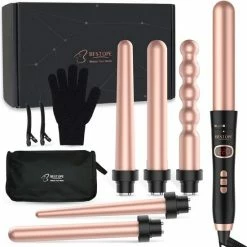Bestope 6 In 1 Krultang Met Opzetstukken - Keramisch - Haarkruller - 13 Tot 32mm - Rosé Goud