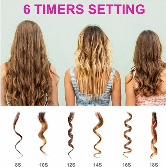 Automatische Krultang - Haarkruller- Draadloos - USB Oplaadbaar - Roze - Fysk 6 Automatische Krultang - Haarkruller- Draadloos - USB Oplaadbaar - Roze - Fysk - Afbeelding 6