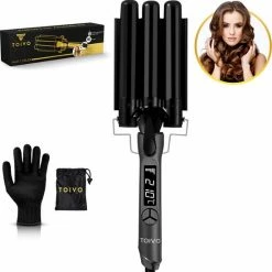 Toivo Wafeltang PRO Care+ - Incl. Opbergtas - Tri-Blade Technologie ? 25MM - Golvenkrultang ? Wave Krultang ? Waver