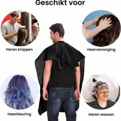 Merkloos Kapmantel ? Kappersmantel ? Waterbestendige Kapperscape ? Geschikt Voor Haren Knippen/Wassen/Verzorgen/Verven ? Thuis Of Salon - Voor Volwassenen En Kinderen ? 140 X 120 Cm ? Unisex ? Man/Vrouw - Zwart -Babyliss Shop 550x556 4