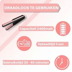 JT Beauty Care Draadloze Stijltang ? 185? - Mini Stijltang ? Voor Touch Up ? Kleine Stijltang - Snoerloze Stijltang ? Oplaadbare Stijltang ? Keramische Stijltang -Babyliss Shop 550x556 6