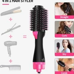 Van Den Brink Retail Föhnborstel 3-in-1 Keramische Magic Hair-Brush - Föhnen Stijlen Krullen - Lang Haar - Roze/zwart -Babyliss Shop 550x562 2