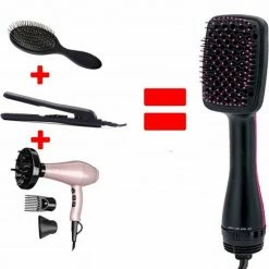 Babyliss Shop 25 Thuys F?hnbortsel ? Haardroger Met Borstel ? Haardroger ? Haarkam ? Stijlborstel ? Keramische Warmteborstel ? 3 In 1 ? Magic Brush ? Kleur: Roze-Zwart ? 1100 W ? 100V-240V