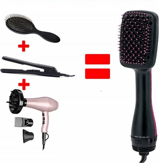 Thuys F?hnbortsel ? Haardroger Met Borstel ? Haardroger ? Haarkam ? Stijlborstel ? Keramische Warmteborstel ? 3 In 1 ? Magic Brush ? Kleur: Roze-Zwart ? 1100 W ? 100V-240V 1 Thuys F?hnbortsel ? Haardroger Met Borstel ? Haardroger ? Haarkam ? Stijlborstel ? Keramische Warmteborstel ? 3 In 1 ? Magic Brush ? Kleur: Roze-Zwart ? 1100 W ? 100V-240V