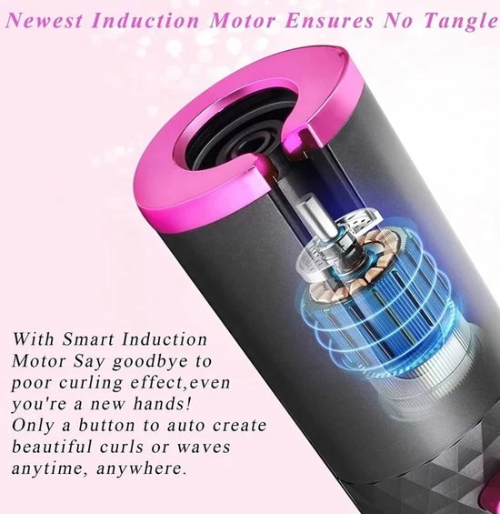 Automatische Krultang - Haarkruller- Draadloos - USB Oplaadbaar - Roze - Fysk 5 Automatische Krultang - Haarkruller- Draadloos - USB Oplaadbaar - Roze - Fysk - Afbeelding 5