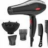 Merkloos Haardroger - F?hn - F?hn Met Diffuser - 3 Opzetstukken - Inclusief Twee Kammen - Zwart
