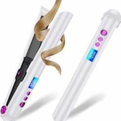 Woodoro Draadloze 2-in-1 Stijltang En Krultang – Wave & Golvenkrultang – Keramische Platen - Fer à Lisser - Wit