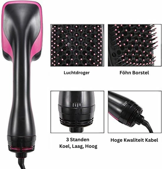 Thuys F?hnbortsel ? Haardroger Met Borstel ? Haardroger ? Haarkam ? Stijlborstel ? Keramische Warmteborstel ? 3 In 1 ? Magic Brush ? Kleur: Roze-Zwart ? 1100 W ? 100V-240V 6 Thuys F?hnbortsel ? Haardroger Met Borstel ? Haardroger ? Haarkam ? Stijlborstel ? Keramische Warmteborstel ? 3 In 1 ? Magic Brush ? Kleur: Roze-Zwart ? 1100 W ? 100V-240V - Afbeelding 6
