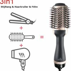 Everything You Want EYW Föhnborstel - 3 In 1 Hot Air Brush - Fohn - Professionele Borstel Haar Drogers - Ronde Borstel - Föhn En Volumizer Styler - Fohn Met Diffuser- Fohnborstels - Goud