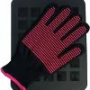 EPC? Hittebestendige Mat Met Handschoen - Stijltang - Krultang - Warmtetool - Siliconen Hittemat - Hitte Handschoen - Styling Haaraccessoire - Kappers Benodigdheden - Beschermer - Antislip - 230?C - Zwart / Roze