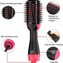 Merkloos 3-in-1 Multistyler - Zwart / Roze - F?hnborstel / Krultang / Stijltang - Borstel - Keramisch - Drogen & Stylen -Babyliss Shop 550x580 8