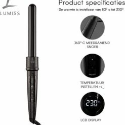 Lumiss Sublime Pro 5 In 1 Keramische Tourmaline Krultang - Holding Spray - Haarkruller - 5 Opzetstukken -Babyliss Shop 550x581 2