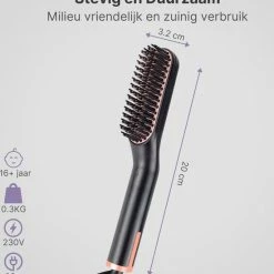 Rision Elektrische 3 In 1 Haarborstel - Baardborstel - Stijltang - Haarverzorging - Baardverzorging