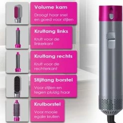 Merkloos Airwrap - Hairwrap - Krultang - 5 In 1 Multi Styler - Föhn V2 2022 Editie - Föhnborstels - Hetelucht Föhn - Airstyler - Föhnborstel - Hetelucht Borstel - Krulborstel -Babyliss Shop 550x585 8