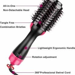 Merkloos 3-in-1 Multistyler - Zwart / Roze - F?hnborstel / Krultang / Stijltang - Borstel - Keramisch - Drogen & Stylen -Babyliss Shop 550x589 6
