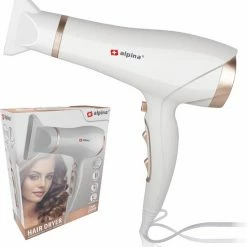 Alpina Haardroger - F?hn - 1900-2300 Watt - 3 Warmtestanden - 2 Snelheden - Coolshot - Wit En Ros? Goud
