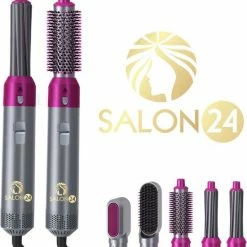 Salon 24 Airwrap | Nieuwe Versie V2 September Editie | Multistyler | 5 IN 1 SET | Hetelucht F?hn | Airstyler | F?hnborstel | Hetelucht Borstel | Krulborstel | Styling | Hairstyler |