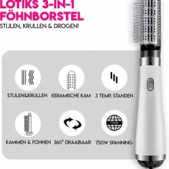 Lotiks 3-in-1 F?hnborstel - Keramische Magic Brush - Lang/Kort/Stijl/Krullen - 750W - Wit -Babyliss Shop 550x612 5