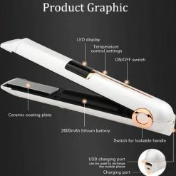 Royaume De La Beaut? Draadloze Powerbank Stijltang | Ros? Goud | Wit | Powerbank | Mini Haarstijler | Portable Straightener | Draagbaar | Reis Travel | Oplader -Babyliss Shop 550x613