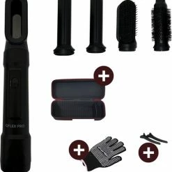 QFLEX PRO® 5 In 1 Airstyler - Föhnborstel - Volume Borstel - Stijlborstel - Krulborstel - Haardroger - Föhn - Airwrap Alternatief - Incl Opbergtas, 2x Haar Clipjes & Warmte Bestendige Handschoen