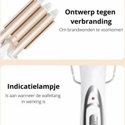 Merkloos Bibisun Wafeltang Deluxe - Wave Krultang - Wafeltang Haar - Golvenkrultang - Waver - Wavertang - Curling Iron - Hair Curler - Incl. Hitte Handschoen & 2 Haarklemmen - Beach Waves - Ros? Goud -Babyliss Shop 550x621 4