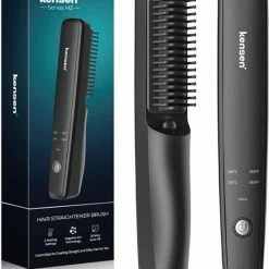 Merkloos Stijltang Borstel Draadloos Negatieve Ionen - Geschikt Voor Mannen En Vrouwen - Met Verschillende Standen - Automatische Uitschakeling (Zwart)
