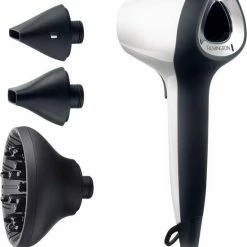 Remington Haardroger Air3D D7779, (Ionisch, Krachtige 3D Luchtstroom, 110 Km/u, Extra Lichte Haardroger, Met Diffuser, 3 Opzetstukken, Luxe Opbergkoffer), Wit