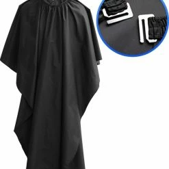 Merkloos Kappersmantel – Elastische Halssluiting - Metalen Gesp – Kapmantel Zwart