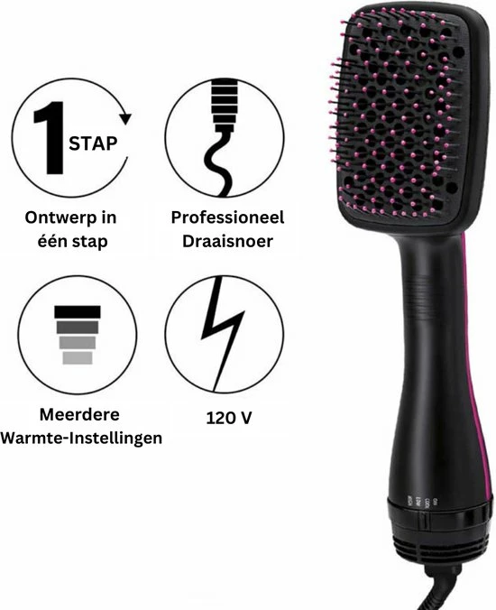 Thuys F?hnbortsel ? Haardroger Met Borstel ? Haardroger ? Haarkam ? Stijlborstel ? Keramische Warmteborstel ? 3 In 1 ? Magic Brush ? Kleur: Roze-Zwart ? 1100 W ? 100V-240V 7 Thuys F?hnbortsel ? Haardroger Met Borstel ? Haardroger ? Haarkam ? Stijlborstel ? Keramische Warmteborstel ? 3 In 1 ? Magic Brush ? Kleur: Roze-Zwart ? 1100 W ? 100V-240V - Afbeelding 7