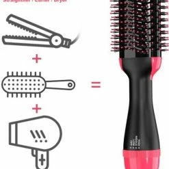Merkloos 3-in-1 Multistyler - Zwart / Roze - F?hnborstel / Krultang / Stijltang - Borstel - Keramisch - Drogen & Stylen -Babyliss Shop 550x699 1