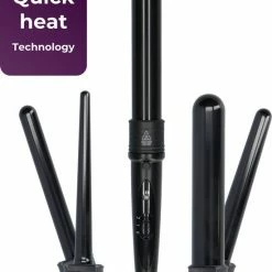 Jocam? 5-in-1 Keramische Krultang Met Opzetstukken ? Golvenkrultang ? Curling Wand Krultang Zonder Klem ? Hair Curler - Zwart