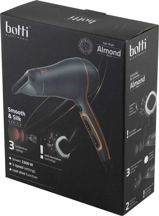 Botti Alena Smooth & Silk Ionische Fohn Met Coolshot Functie - Haardroger - Haarfohn - 3 Temperatuur Standen - Warm En Koud - Zwar 5 Botti Alena Smooth & Silk Ionische Fohn Met Coolshot Functie - Haardroger - Haarfohn - 3 Temperatuur Standen - Warm En Koud - Zwar - Afbeelding 5