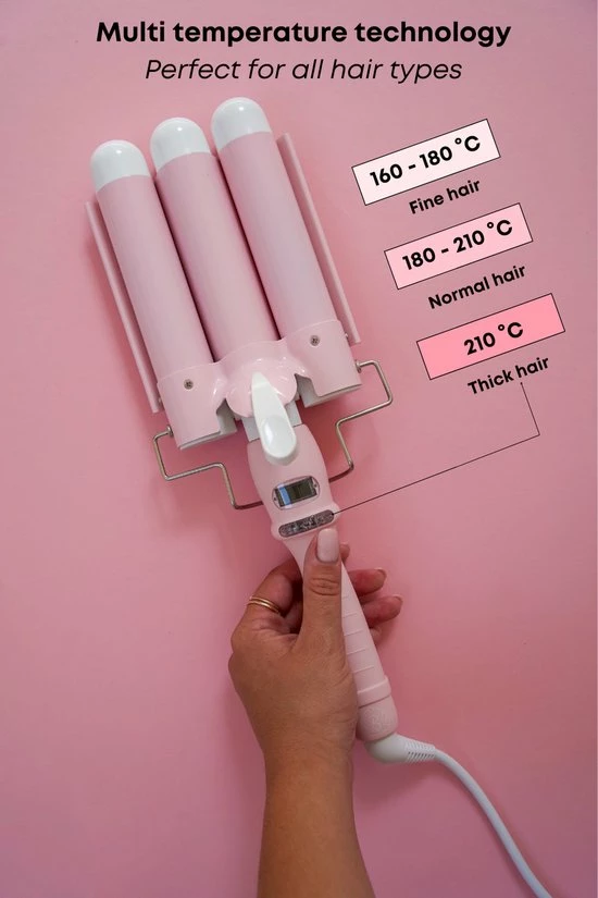 Bombé Waver - Wafeltang - Golvenkrultang - Baby Pink 32mm 7 Bombé Waver - Wafeltang - Golvenkrultang - Baby Pink 32mm - Afbeelding 7